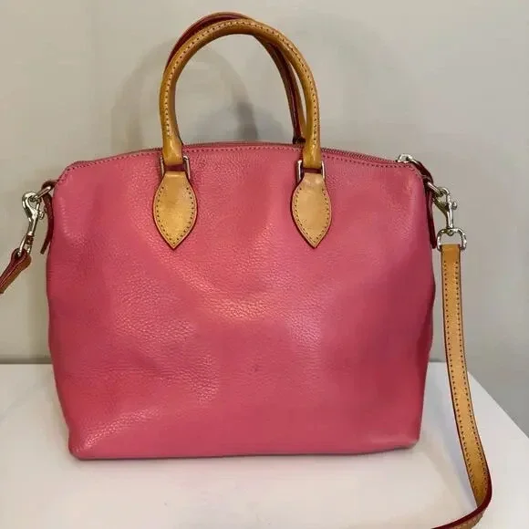 Dooney and Bourke Dillen Satchel Crossbody Bag Bubble Pink Double Pocket Leather - Picture 9 of 9